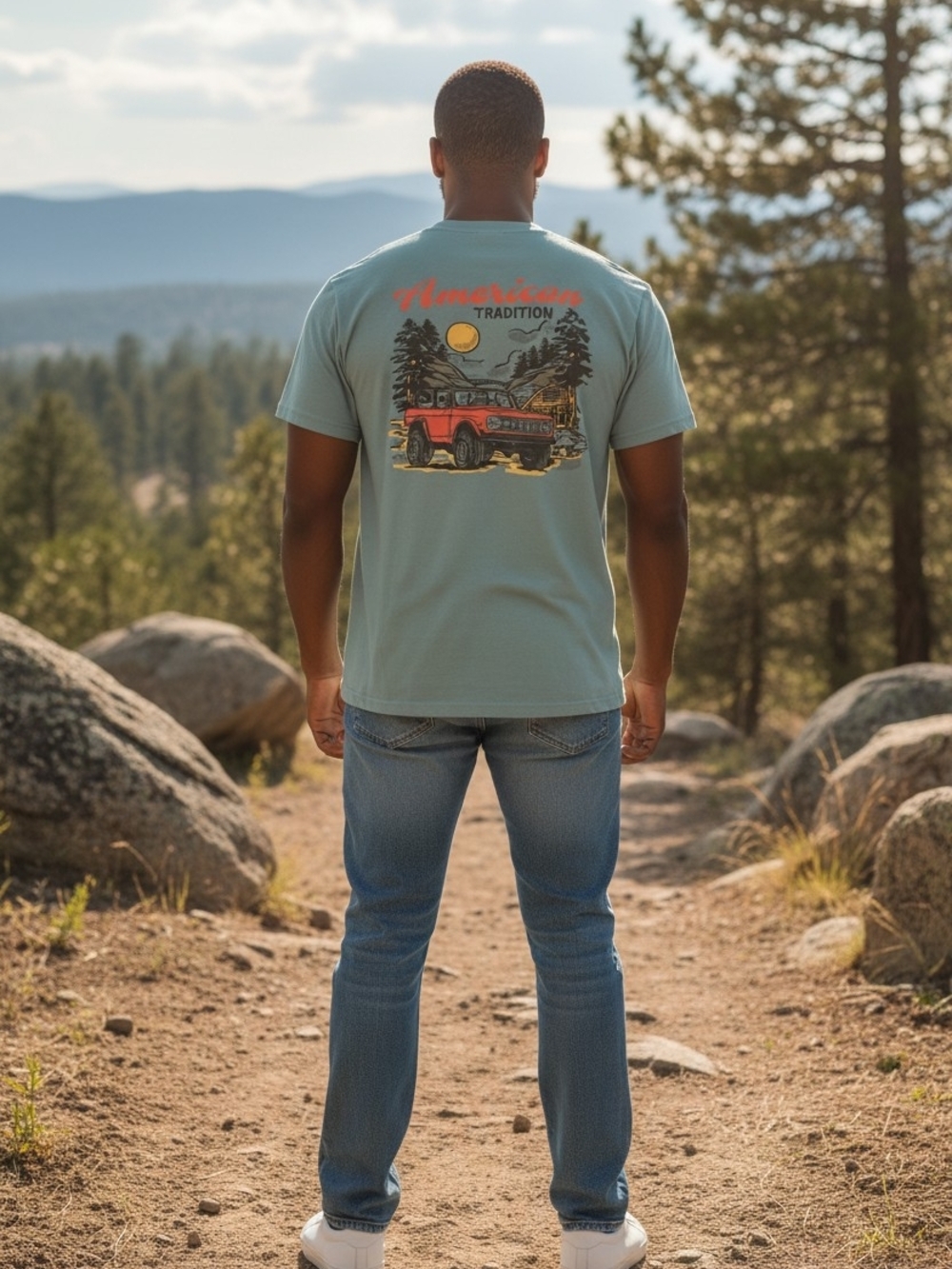 American Tradition Ford Bronco Graphic Tee - Sage Green